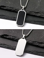 halpa Miesten korut-Miesten ruostumattomasta teräksestä valmistettu riipuskaulakoru – mustasta onyksista valmistettu kuusikulmainen muotoilu, tyylikäs ketju, täydellinen sekä rentoon että juhlavaan käyttöön.