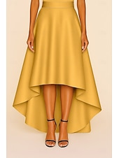 ieftine Pantaloni și fuste de costum-Fustă formați pentru femei croială A pentru nuntă formală invitat la nuntă seară formală satin elegant lungime până la podea