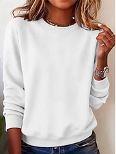 billiga Enkla huvtröjor-Dam Pullover-tröja Mönster Grafisk Ledigt Långärmad Rund hals Vanliga toppar Ledigt Gata Helgdag Ljusblå Svart Vit Gul Mörkrosa Vår Höst Vinter