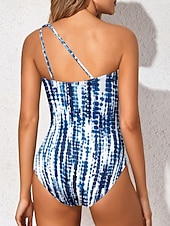 cheap One-piece swimsuits-Women's One Piece Swimsuit Slimming One Shoulder Colorblock Monokini Tummy Control High Waist Slim Backless Vacation Beach Wear Solid Color Graphic Asymmetric Neck Sleeveless Bathing Suits