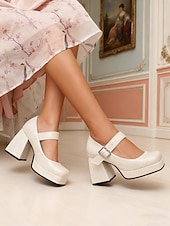 billiga Pumps med blockklack-Gröna blommiga platåskor i konstläder med Mary Jane-spänne för kvinnor - vintageklackar från 1950-talet för formella tillfällen, fester och bröllop