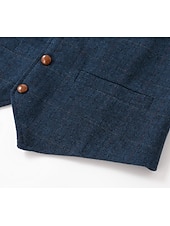  gilet da uomo in tweed, gilet, moda vintage, primavera e autunno, bottoni, misto lana, comodo, semplice, monopetto, scollo a V, vestibilità regolare, verde scuro, blu navy, grigio scuro, grigio chiaro.