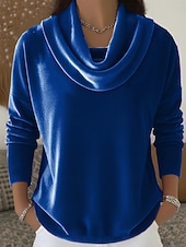 Χαμηλού Κόστους Απλή μπλούζα-Νέος Χρόνος Γυναικεία Βελούδο Κομψό Με σούρα στο λαιμό Βραδινό Πάρτυ Επισκέπτης γάμου Αργίες Θαλασσί Κρασί Πράσινο Σμαραγδί Βυσσινί Χρυσό Φθινόπωρο Χειμώνας