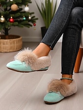 preiswerte Ballerinas für Damen-Damen Loafer Klassische Loafer Weiche Schuhe Komfortschuhe Weihnachten Täglich Schleife Flacher Absatz Runde Zehe Lässig Komfort Kunstpelz Kunstwildleder Loafer Rot orange Mandelfarben Schwarz