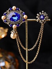 cheap Men's Ties &amp; Bow Ties-Men's Christmas Brooch Set - Elegant Alloy Material with Multi-Colored Gems and Pearls, Festive Chain Design for Suits, Parties and Holiday Occasions