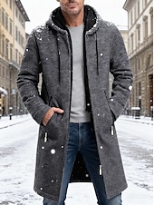 ieftine Trenci pentru bărbați-Bărbați Palton de iarnă pardesiu Trenci lung Haină Trench În aer liber Casual Toamnă Iarnă Polyester Termic cald Îmbrăcăminte exterioară Îmbrăcăminte Clasic Modern Simplu Buzunar Capișon
