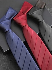 abordables Cravates et nœuds papillon pour hommes-Cravate de Noël en soie pour homme – matière polyester, motif rayé, disponible en plusieurs couleurs – idéale pour les fêtes de fin d'année, les événements formels et les tenues professionnelles.