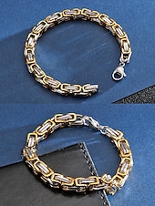 abordables Bijoux pour hommes-Bracelet pour homme en acier inoxydable à maillons bicolore noir et or, design élégant et résistant pour un usage quotidien et les occasions spéciales.