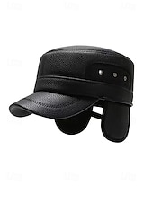 رخيصةأون قبعات رجالية-قبعة شتوية للرجال من الجلد الصناعي مع أغطية أذن قابلة للطي - أنيقة ودافئة ومريحة للطقس البارد - مثالية للأنشطة الخارجية والارتداء اليومي