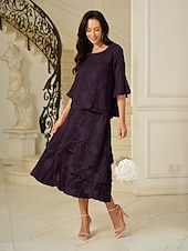  Dámské Elegantní Na běžné nošení Midi Středně vysoký pas Sukně Květinový Krajka Volány Nepravidelný lem Lehce elastické Rande Běžné / Denní Lilková Jaro. Podzim. Zima. Léto Polyester