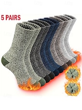 levne Pánské rukavice-Pánské bavlněné termo ponožky - měkké, teplé, 5 párů, ideální na zimu, outdoorové aktivity a jako vánoční dárek