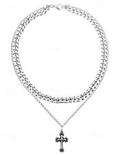 halpa Miesten korut-Miesten titaaniteräksestä valmistettu ketjukaulakoru ristiriipuksella – kestävä ja tyylikäs muotoilu arkeen ja erityistilaisuuksiin