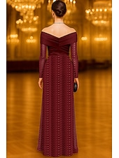 cheap Sheath Evening Dresses-Sheath Column Floor Length Beaded Eembroidered Formal Dresses Mother of the Bride Dress Evening Gown Elegant Glittering Celebrity Style Sleeveless Off Shoulder Garden Party Wedding Lace Stretch Satin