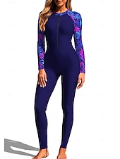 preiswerte One Pieces Rash Guards-Damen Standard Anti UV Shirt Ganzkörper-Rashguard Einteiliger Surfanzug Blumenmuster Tropisch Reißverschluss mit integriertem BH Frontreißverschluss UV-Sonnenschutz vollständige Bedeckung UPF50+