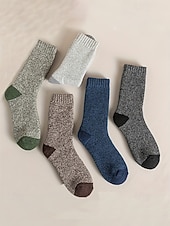 levne Pánské rukavice-Pánské bavlněné termo ponožky - měkké, teplé, 5 párů, ideální na zimu, outdoorové aktivity a jako vánoční dárek