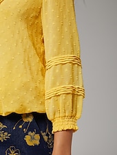 abordables Blusas Sencillas-Top de gasa de doble capa con lunares de vacaciones