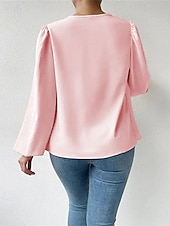 preiswerte Schicke Blusen-Damen Hemd Elegant Satin-Top Bluse Gerafft Patchwork Drapiert Einfarbig Einfach Elegant Vintage Täglich Langarm Laternenärmel Asymmetrisch Normale Oberteile Täglich Arbeit Ferien Blau Schwarz Wei