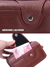 tanie Torby męskie-męski skórzany portfel na pasku – skóra naturalna, kolor czarno-brązowy, modny i praktyczny design do codziennego użytku