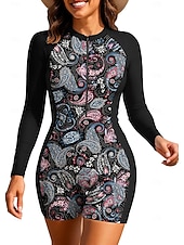 abordables Rash Guards de Una Pieza-Mujer Regular Camiseta Protección Solar Surf Traje de surf de una pieza Traje de baño Cachemir Tropical Folk Cerrar con sujetador incorporado Acolchado extraíble Protección solar UV UPF50+ Utra