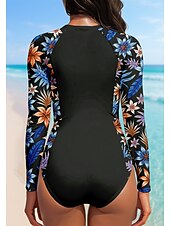 abordables Rash Guards Une Pièce-Femmes Maillot Anti UV UPF50+ Séchage Rapide Léger manche longue Le Maillot de corps Tee-shirt de Baignade maillot de bain ​fermeture éclair sur le devant Surf Canoë-Kayak Plage Sports Nautiques