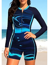 economico Rash Guards Interi-Per donna Muta da Immersione Rash Guard Costume da bagno Set di costumi da bagno Astratto Con zip Imbottitura rimovibile Cerniera Frontale Protezione Solare UV UPF50+ Ultra Leggero (UL) Manica Lunga