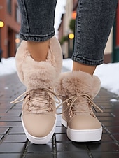 Недорогие Женские кроссовки-женские красные кеды из искусственного меха — тёплая зимняя обувь на шнуровке с мягкой подкладкой, повседневная рождественская обувь для отдыха на природе и уличного стиля