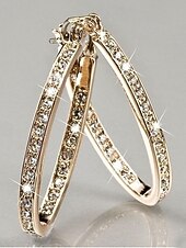 baratos Brinco Feminino-Brincos de argola elegantes com cristais transparentes brilhantes – brincos pendentes em aço inoxidável banhado a ouro e prata.