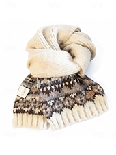 preiswerte Schals für Damen-Weihnachtsstrickschal für Damen – kuschelig, weich, Fair-Isle-Muster, verschiedene Farben, perfekt für die Feiertage und als Wintergeschenk