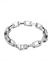 tanie Biżuteria męska-męska bransoletka łańcuszkowa ze stali tytanowej – stylowa, trwała, idealna do noszenia na co dzień i na oficjalne okazje, dostępna w kolorze złotym i srebrnym