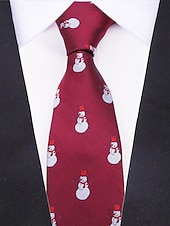 abordables Accessoires de Noël-Cravates de Noël pour hommes – en polyester avec des motifs festifs de bonhommes de neige, de père Noël et de sapins, parfaites pour les fêtes et célébrations de fin d&#039;année.