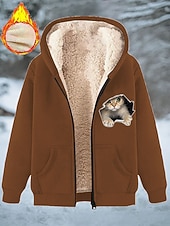 Χαμηλού Κόστους Ζώα Κορυφές-Γυναικεία Χειμερινό παλτό Διατηρείτε Ζεστό Φερμουάρ Τσέπη Στάμπα Μοντέρνα Καθημερινό Ζώο Δρόμος Causal Κοντό Με Κουκούλα Κανονικό Μακρυμάνικο Εξωτερικά ενδύματα Θαλασσί Μαύρο Ρουμπίνι Άνοιξη Φθινόπωρο