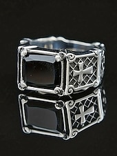 Недорогие Мужские украшения-мужское кольцо с готическим крестом - сплав, черный и красный драгоценные камни, винтажный стиль с религиозным мотивом, идеальный рождественский подарок для повседневных и торжественных случаев