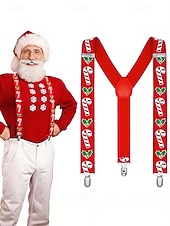 billige Slips og sløyfe for menn-Juleseler til herre – røde med sukkerstang- og kristtorndesign, justerbare for høytidsfester og festlige sammenkomster