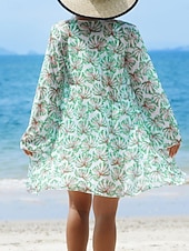 tanie 3-częściowy zestaw bikini-Damskie Stroje kąpielowe Bikini Trzyczęściowy Krótkie spodnie Kostium kąpielowy Szczupła Odkryte plecy Urlop Stroje plażowe Kwiaty Liście W serek Bez rękawów Kostiumy kąpielowe