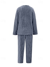 olcso Női szabadidőruházat-Női Pizsamák Lounge-ruházat Flanel Meleg Divat Tiszta szín Zsinór Rugalmas derék Nadrág Vakáció Otthon Napi Hosszú ujj Terített nyak Barna Szürke Ősz Tél Laza öltözet