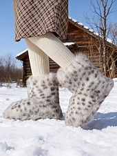 cheap Cowboy &amp; Western Boots-Women&#039;s Leopard Print Faux Fur Snow Boots - Cozy Winter Booties with Soft Faux Fur Lining, Stylish and Warm for Cold Weather and Outdoor Activities