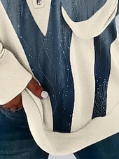 voordelige Strepen- en Geometrische Blouses-Dames Trui-sweatshirt Sweatshirts met rits Vetoketju Afdrukken Grafisch Geometrisch Modieus Casual Lange mouw Strakke ronde hals Normale tops Casual Straat Dagelijks gebruik blauw Lente Herfst Winter