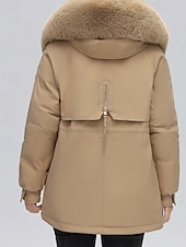 economico Capispalla da donna-Per donna Giacca imbottita Giacca in Pile Cappotto in Pelliccia Sintetica Caldo Confortevole Cerniera Bottoni Collo in Pelliccia Casual Semplice Vacanza Streetwear Abbigliamento quotidiano Uscire