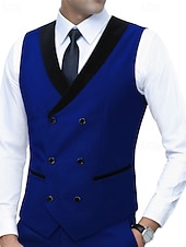 Χαμηλού Κόστους Ανδρικό γιλέκο-Ανδρικά Veste Γιλέκο Gilet Επιχείρηση Διακοπές Πάρτι Μοντέρνα Καθημερινό Άνοιξη Φθινόπωρο Τσέπη Κουμπιά Πολυεστέρας Άνετο Σκέτο Σταυρωτό Λαιμόκοψη V Κανονικό Θαλασσί Μαύρο Λευκό Ρουμπίνι Γιλέκο