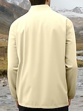abordables chaqueta deportiva-Hombre Chaqueta al aire libre Chaqueta para senderismo Vacaciones Diario Resistente al Viento Mantiene abrigado Bolsillo Otoño Invierno Plano Moda Clásico Escote Chino Regular Amarillo Claro Negro