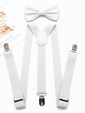 billiga Bröllop ACC-Herrset med hängslen och fluga i polyester, flera färger, perfekt för jul och formella evenemang