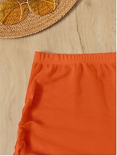 preiswerte Bikini-Höschen-Damen dehnbare Boxershorts Badeanzug Rüschen Dehnbare Boxershorts Hohe Taille Aktivurlaub Einfarbiger ärmelloser Badeanzug