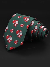 abordables Accessoires de Noël-Cravates de Noël pour hommes – en polyester avec des motifs festifs de bonhommes de neige, de père Noël et de sapins, parfaites pour les fêtes et célébrations de fin d&#039;année.