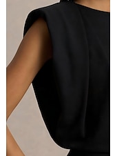 preiswerte Overalls für Mütter-Overalls Bodenlang Brautmutterkleid Ärmellos U-Boot-Ausschnitt Elegant Einfach Formell Hochzeitsgast Formeller Abend Stretchstoff mit Einfarbig