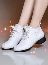 abordables Zapatos de jazz-Zapatos de baile de piel color burdeos para mujer: cómodos tacones con cordones para la práctica de bailes de salón, latinos y jazz.