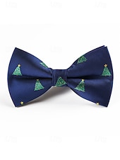 Χαμηλού Κόστους Ανδρικές γραβάτες &amp;amp; παπιγιόν-Χριστουγεννιάτικο παπιγιόν από πολυεστέρα για άνδρες με σχέδια χιονονιφάδας και δέντρου για χριστουγεννιάτικα πάρτι, κόκκινες, πράσινες και μπλε σκούρες επιλογές