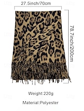 levne Dámské šátky-Dámská šála s leopardím vzorem – měkká a pohodlná polyesterová tkanina, dostupná v několika barvách, ideální pro běžné nošení i v zimě.