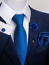 Недорогие Свадьба ACC-Мужской рождественский комплект галстуков, многоцветный, стильный цветочный узор, с запонками и нагрудным платком для официальных мероприятий