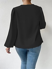 preiswerte Schicke Blusen-Damen Hemd Elegant Satin-Top Bluse Gerafft Patchwork Drapiert Einfarbig Einfach Elegant Vintage Täglich Langarm Laternenärmel Asymmetrisch Normale Oberteile Täglich Arbeit Ferien Blau Schwarz Wei