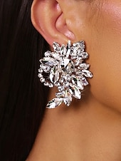 tanie Naszyjnik damski-damski srebrny komplet naszyjnika i kolczyków z kryształkami - efektowna, masywna biżuteria z kryształkami na imprezy, wesela i wieczorne wydarzenia